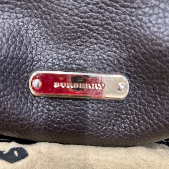 Burberry Brown Pebbled Leather Tote with Nova Check Interior - Picture 4 of 13